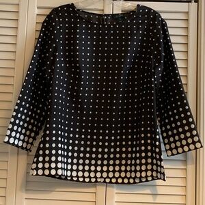 J.Crew Factory Black & White Ombré Polka Dot Top 3/4 Sleeves XS